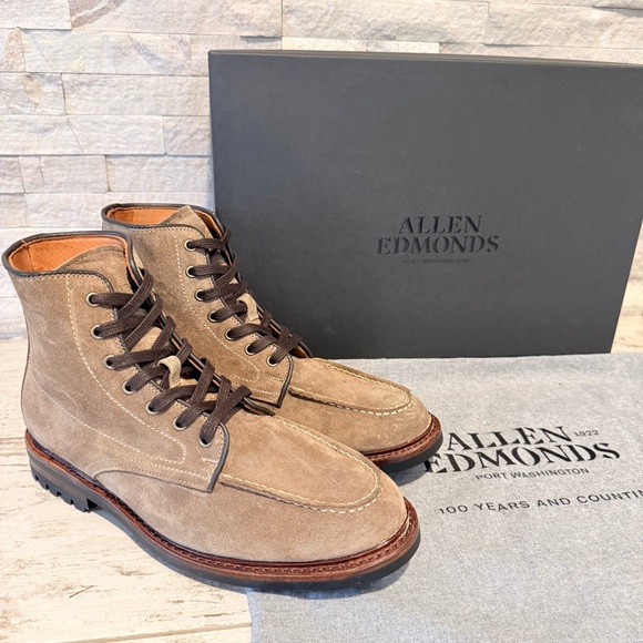 Allen Edmonds Other - Allen Edmonds Carter Moc Toe Weatherproof Boot 8D Brown Suede Lace Up New $495